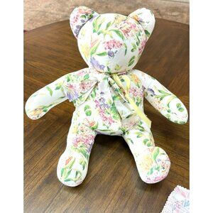 Mario Buatta Aromatique Floral Chintz Fabric Bear with Autographed Swatch of Fa